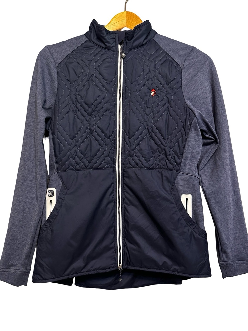 Peter Millar Vault Madeline Hybrid Jacket Size Small Navy Blue Pirate Embroidery